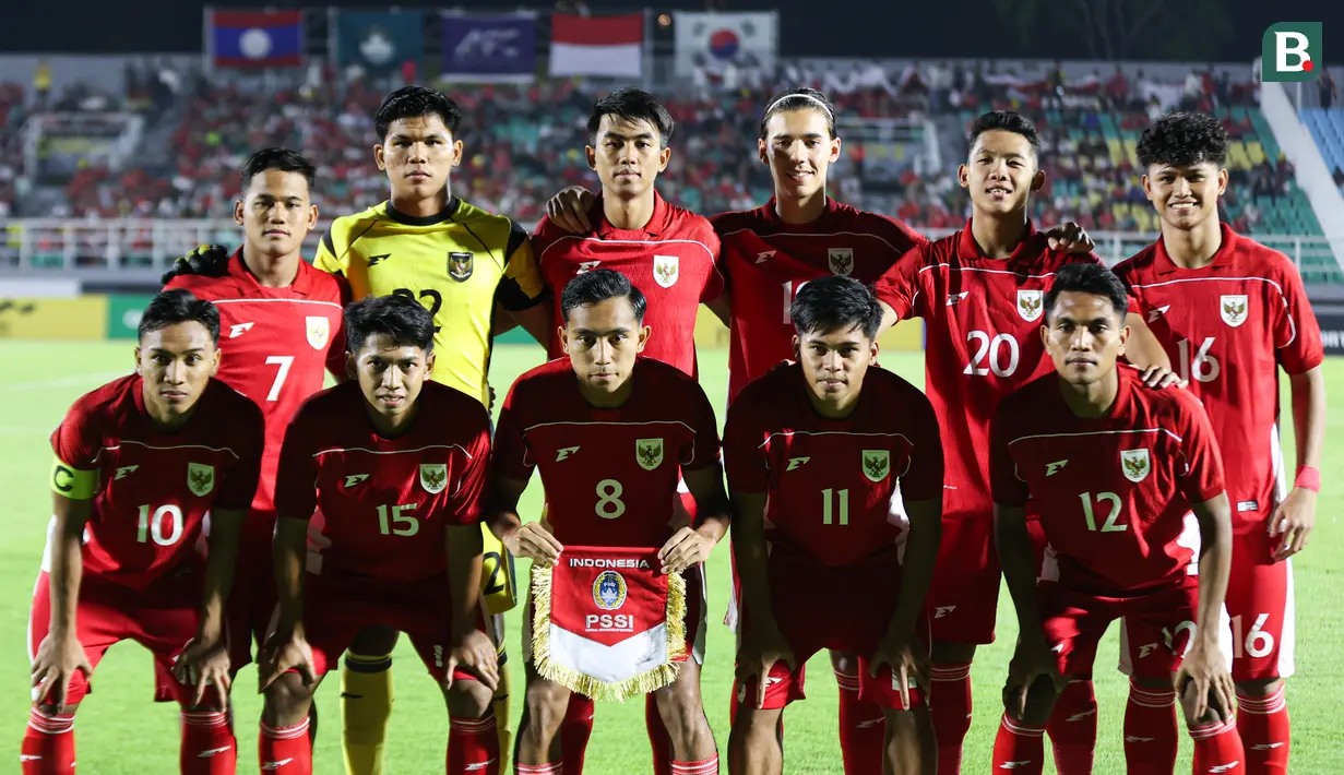 <p>Starting XI pemain Timnas Indonesia U-23 saat laga Gurp J Kualifikasi Piala Asia U-23 2026 melawan Makau di Gelora Delta Sidoarjo, Sabtu (06/09/2025). (Bola.com/Abdul Aziz)</p>