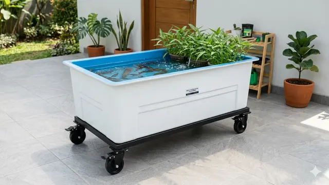 Desain Kolam Ikan Portabel Fiberglass untuk Rumah Kontrak. Gemini