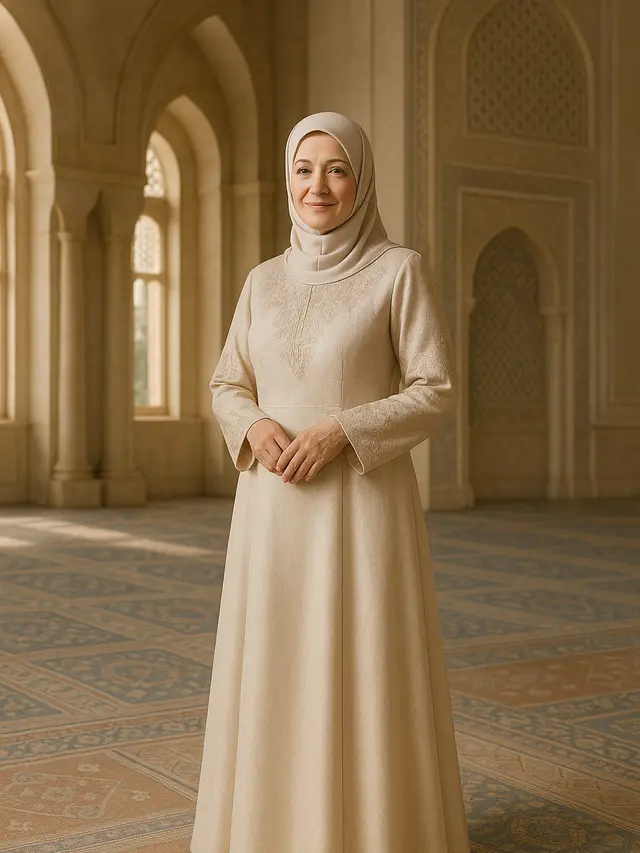 Gamis Embos untuk Kondangan Ibu-Ibu Usia 50 Tahunan