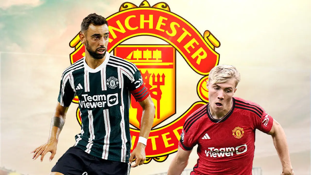 Manchester United - Ilustrasi Bruno Fernandes dan Rasmus Hojlund