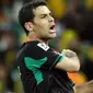 Selebrasi gol bek Meksiko Rafael Marquez ke gawang Afrika Selatan di partai perdana penyisihan Grup A PD 2010 di Soccer City, Johannesburg, 11 Juni 2010. Skor akhir 1-1. AFP PHOTO / PEDRO UGARTE 