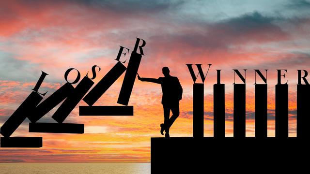 Ilustrasi tantangan, pemenang, pecundang