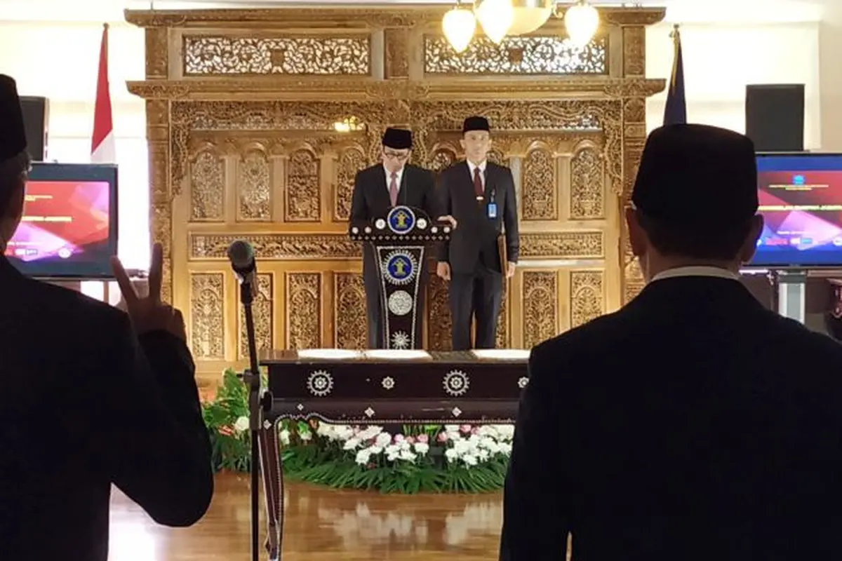 Kementerian Hukum dan HAM melantik Komisioner Lembaga Manajemen Kolektif Nasional (LMKN) periode 2019-2024.