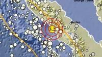Gempa Magnitudo 5,2 mengguncang wilayah Kabupaten Aceh Selatan, Jumat (11/7/2025), pukul 19.45.13 WIB. (Liputan6.com/ Dok BMKG)