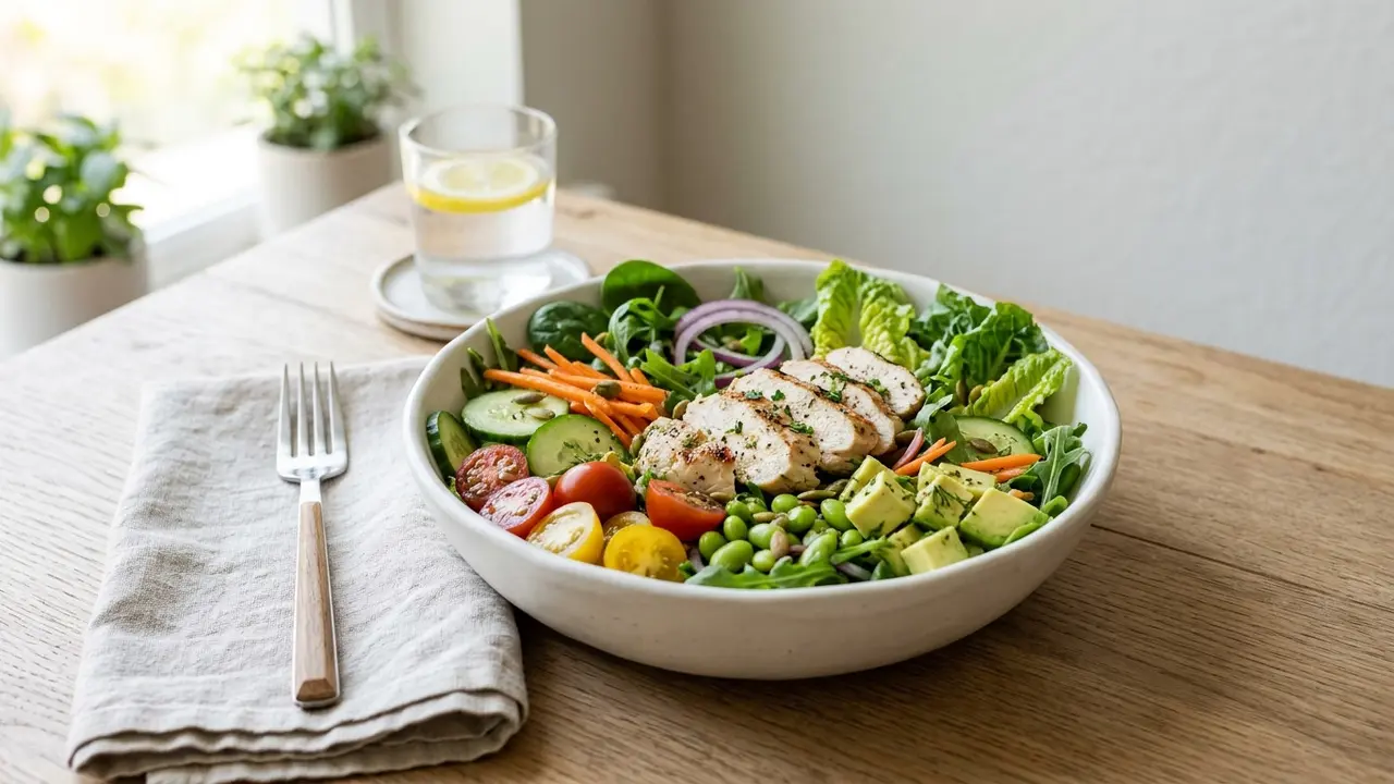 Ilustrasi salad ayam sayuran