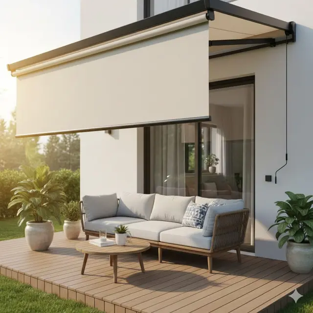 Teras dengan Kanopi Awning Otomatis (Gemini AI)