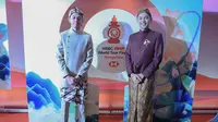 Ganda putra Indonesia Fajar Alfian/Muhammad Rian Ardianto dalam acara&nbsp;Gala Dinner BWF World Tour Finals 2023 di Hangzhou, China, Senin, 11 Desember 2023. (foto: PBSI)&nbsp;