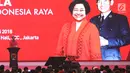 Presiden Joko Widodo saat memberikan sambutan pada HUT PDIP ke -45 di Jakarta Convention Center, Rabu (10/1). Dalam sambutanya Jokowi menyebutkan tetap menjaga Pancasila. (Liputan6.com/Angga yuniar)