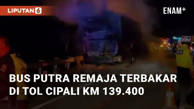 VIDEO: Detik-detik Bus Putra Remaja Terbakar di Tol Cipali KM 139.400