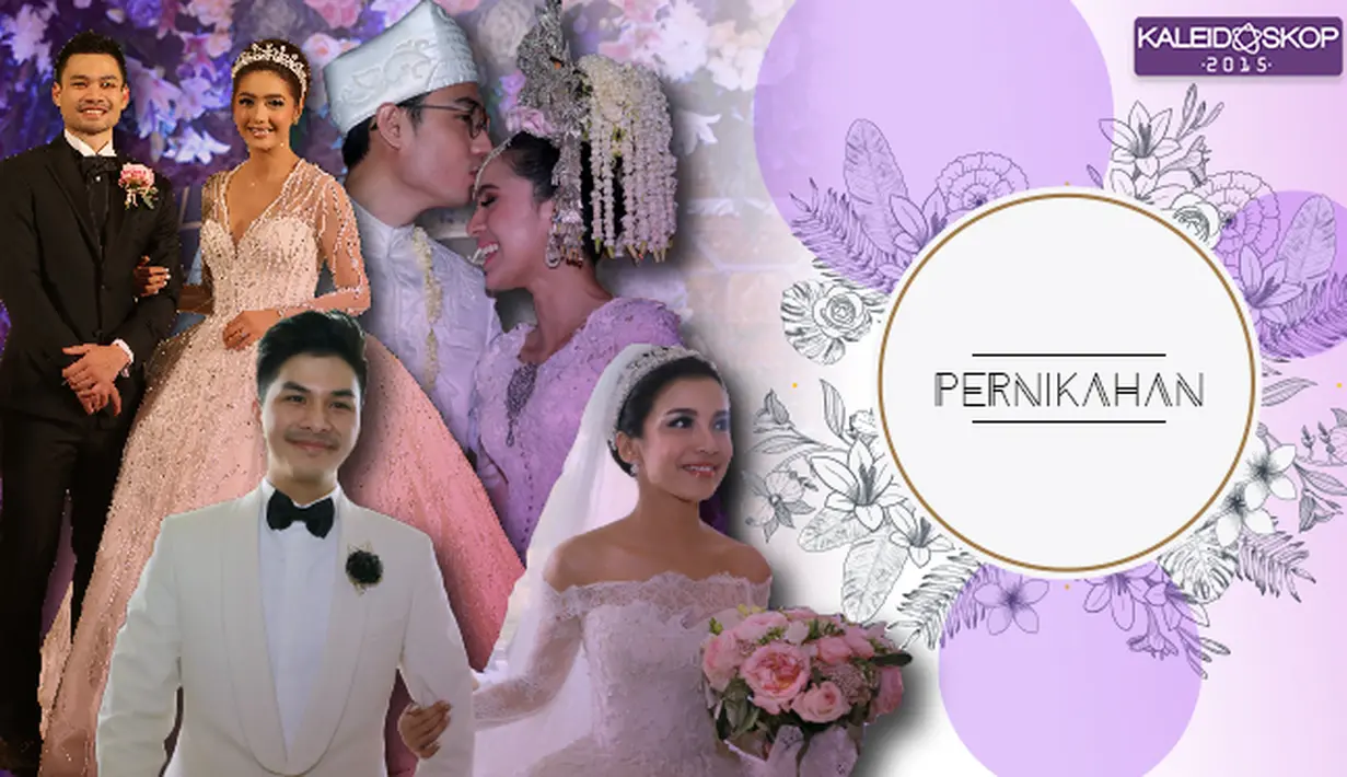 2015 menjadi tahun yang berkesan bagi banyak orang. Momen bahagia dan sedih pun mewarnai perjalanan satu tahun 2015. Atas nama cinta, berikut 11 pasangan selebriti yang menikah di tahun 2015.