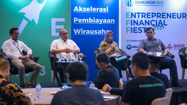 Deputi Bidang Kewirausahaan Siti Azizah, pada acara EFF 2023 dengan tema Acceleration Day: Akselerasi Percepatan Pembiayaan Wirausaha, di Jakarta, Senin (17/7/2023).