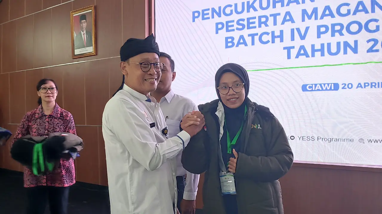 Pengukuhan dan pelepasan peserta magang Taiwan di Bogor, Sabtu (20/4/2024)