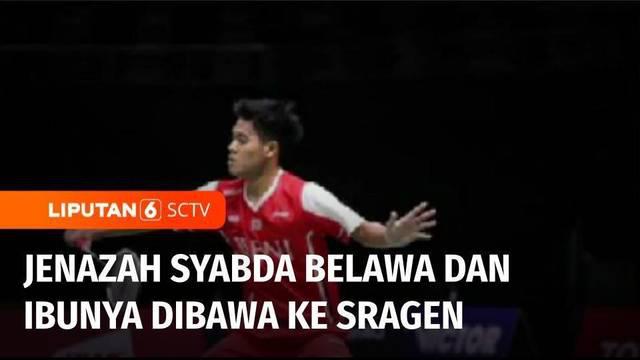 Jenazah atlet bulutangkis Syabda Perkasa Belawa dan ibunya yang meninggal dunia akibat kecelakaan lalu lintas, dibawa ke kampung halaman di Sragen, Jawa Tengah. Polisi menyatakan, dugaan sementara kecelakaan disebabkan pengemudi mengantuk.