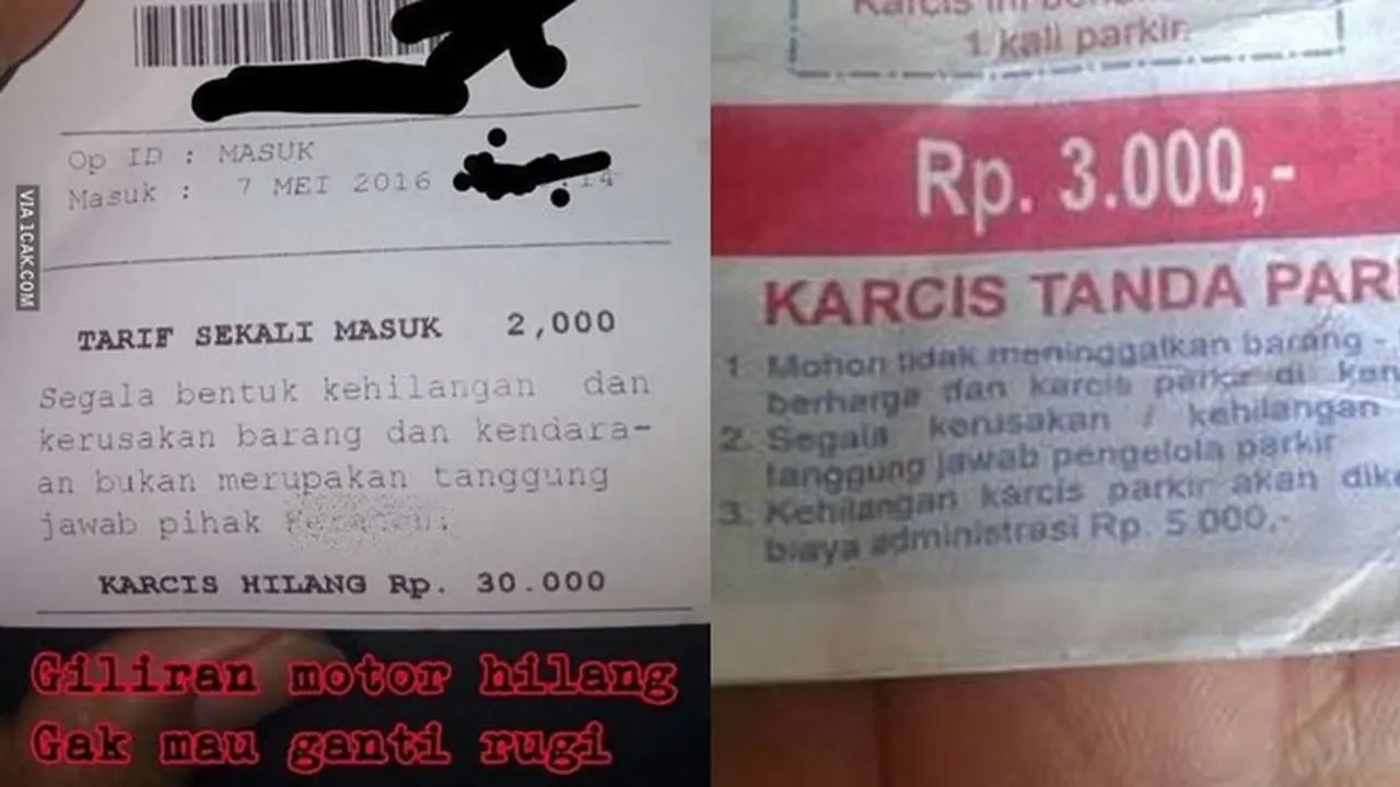 6 Tarif Denda Jika Karcis Parkir Hilang Ini Bikin Elus Dada