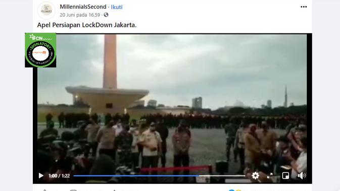 Cek Fakta Liputan6.com menelurusi klaim video apel persiapan lockdown Jakarta