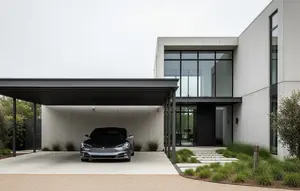 7 Model Carport Industrial Warna Charcoal yang Sedang Digemari, Bikin Fasad Rumah Makin Modern