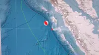 Gempa Magnitudo 5,2 dengan pemutakhiran 5,0 mengguncang wilayah Nias Selatan, Sumatera Utara, Jumat (30/12/2022), pukul 06.26.49 WIB. (Liputan6.com/ BMKG)