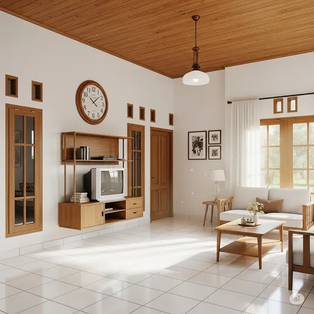 All-White dengan Sentuhan Kayu