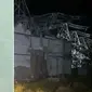 Tower 67 Saluran Udara Tegangan Tinggi (SUTT) 150 kV milik PLN di Rembang sebelum dan sesudah roboh. (Liputan6.com/ Ahmad Adirin)