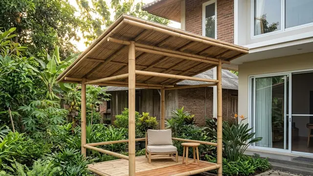 Gazebo Bambu Minimalis dengan Rangka Sederhana
