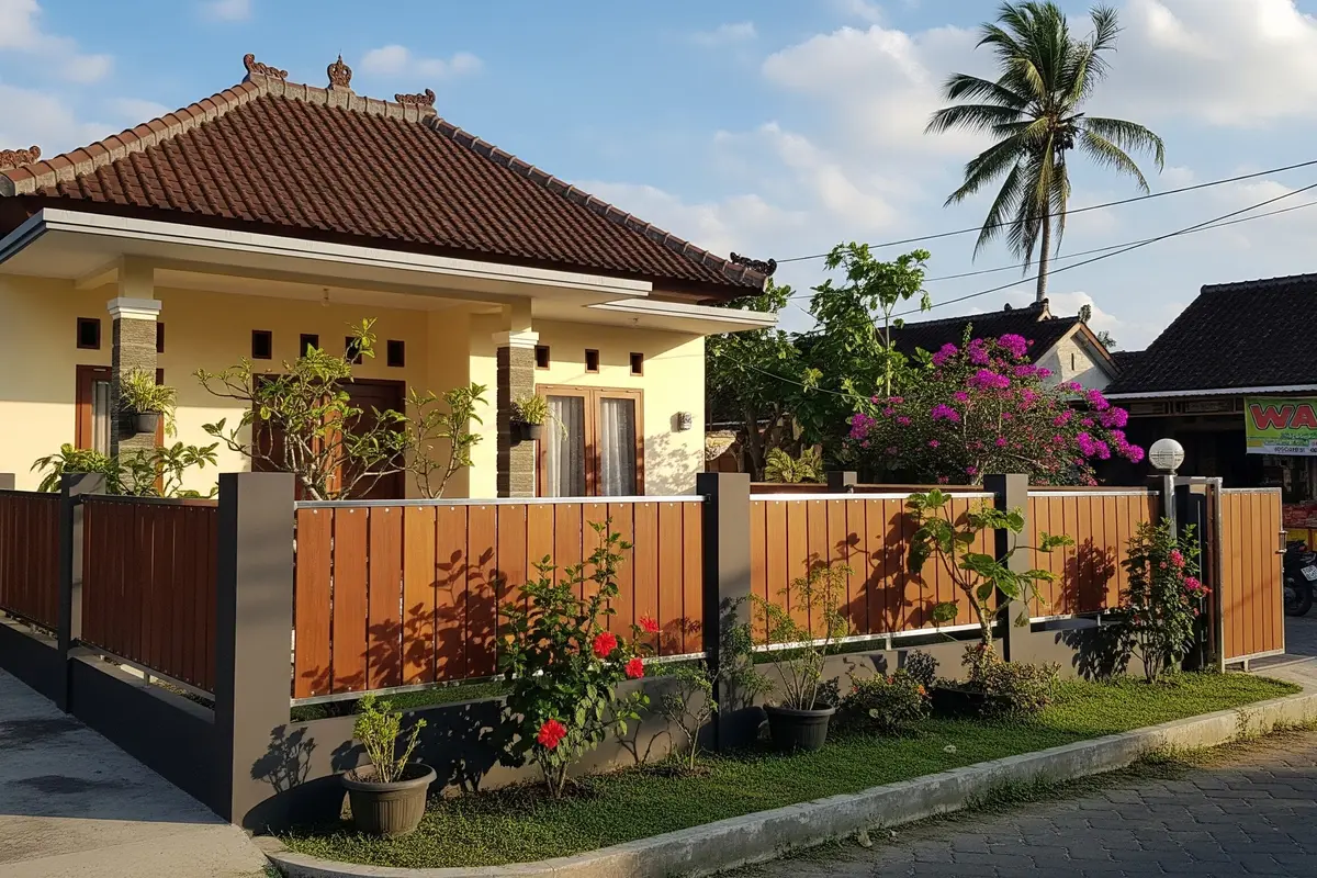 Desain Rumah Kecil Tapi Luas dengan Pagar Aluminium Motif Kayu/Ilustrasi gambar AI