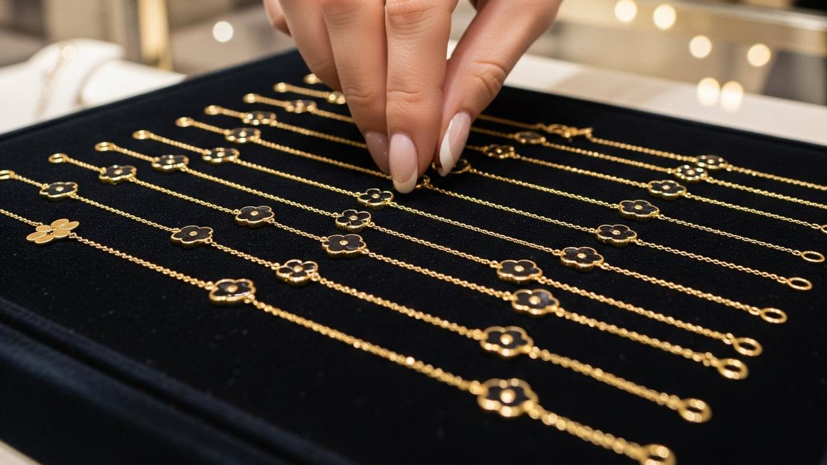 Tampil Memukau dengan 7 Model Gelang Bunga Hitam Rantai Emas Minimalis dan Elegan Terbaru 2025