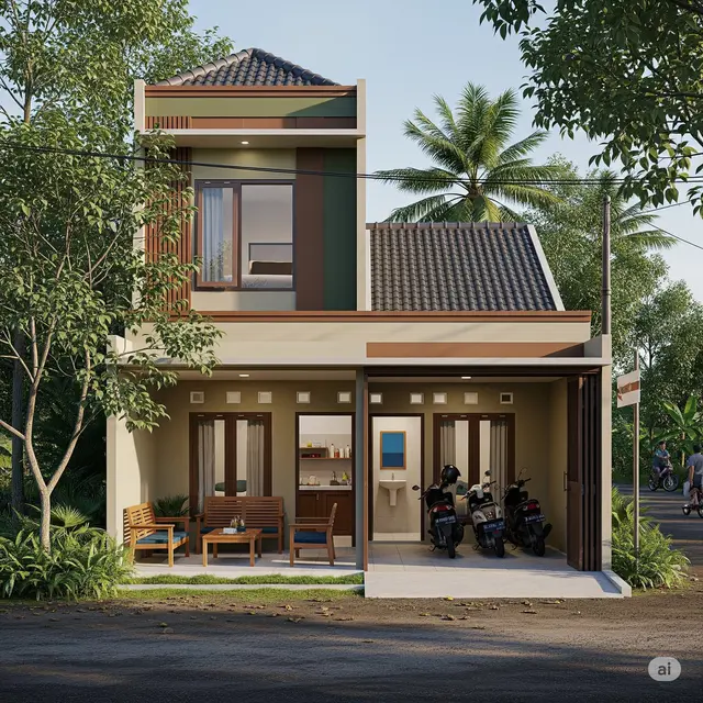 Teras Luas + Garasi Motor