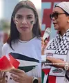 Lihat di sini beberapa potret gaya public figure saat ikut aksi damai bela Palestina hari ini, Minggu (5/11/2023) di Monas.
