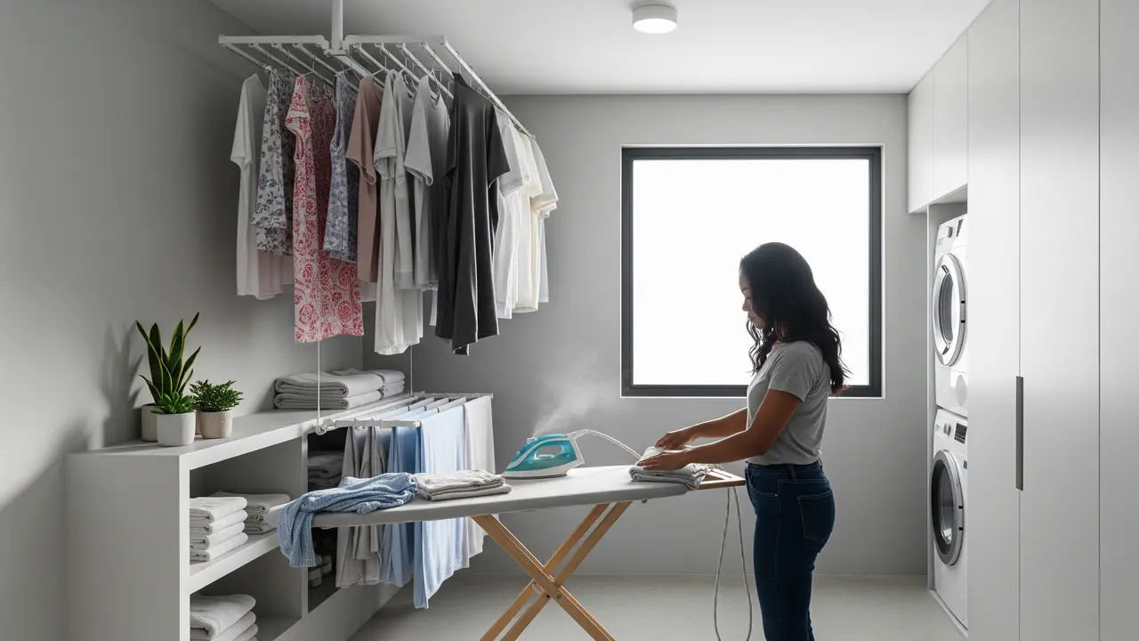 Model Ruang Cuci dengan Jemuran Gantung Minimalis
