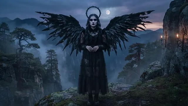 A Fallen Angel dengan Pakaian Hitam