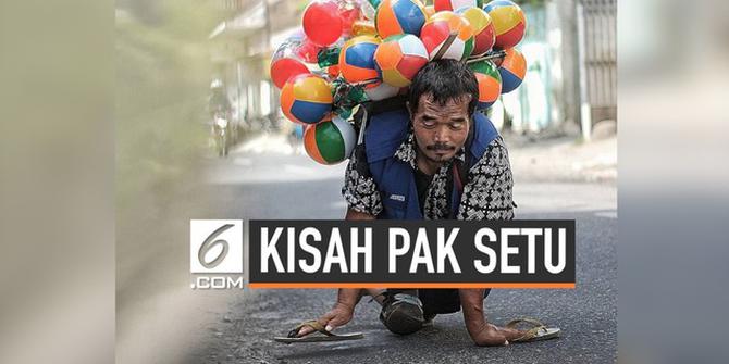 VIDEO: Viral, Perjuangan Pria di Solo Merangkak Jualan Balon