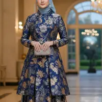 Ilustrasi Gamis Batik Blazer Panjang/Gemini AI