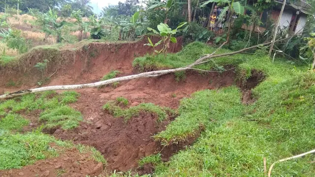 Tanah Retak Sepanjang 150 Meter Usai Longsor Landa Garut