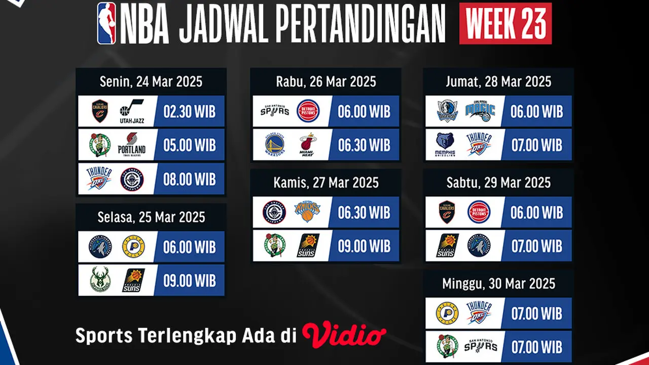 Link Live NBA Season 2024/25 Week 23 di Vidio