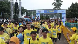 Peserta antusias mengikuti home run in harmony di Senayan, Jakarta, Minggu (21/2). Di usia yang semakin matang, BTN semakin memantapkan posisinya sebagai bank berplat merah yang cukup ekspansif di sektor pembiayaan perumahan. (Liputan6.com/Angga Yuniar)