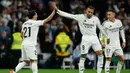 Pada menit ke-10, tendangan keras Kylian Mbappe dari luar kotak penalti membuka keunggulan Real Madrid atas Sevilla. (OSCAR DEL POZO/AFP)