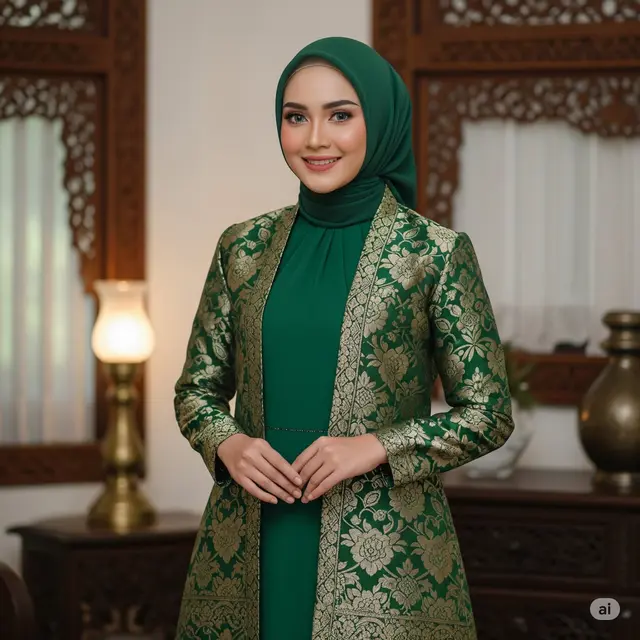 Gamis Maxi + Outer Cardigan Brokat