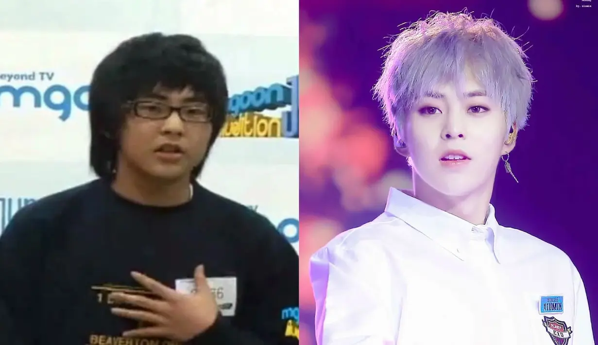 Sebelum debut, Xiumin mempunyai wajah yang chubby dan rambut yang sedikit panjang. Tapi kini ia menjelma menjadi cowok yang tampan. (Foto: koreaboo.com)