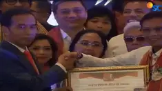 Jokowi menghadiri acara deklarasi dukungan untuk maju kembali dalam pemilihan Calon Presiden 2019 mendatang, oleh relawan Galang Kemajuan (GK Center).