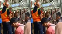 Viral penumpang merokok di dalam KRL. (Instagram @fakta.indo)