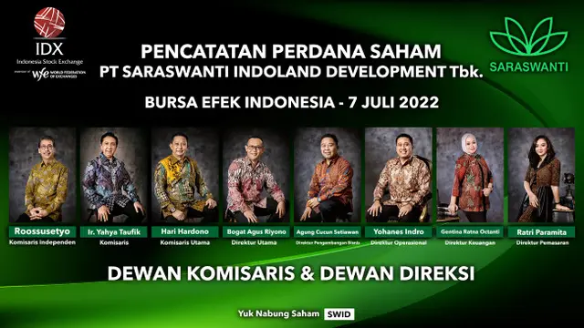 Pencatatan perdana saham PT Saraswanti Indoland Development Tbk (SWID), Kamis 7 Juli 2022 (Foto: BEI)