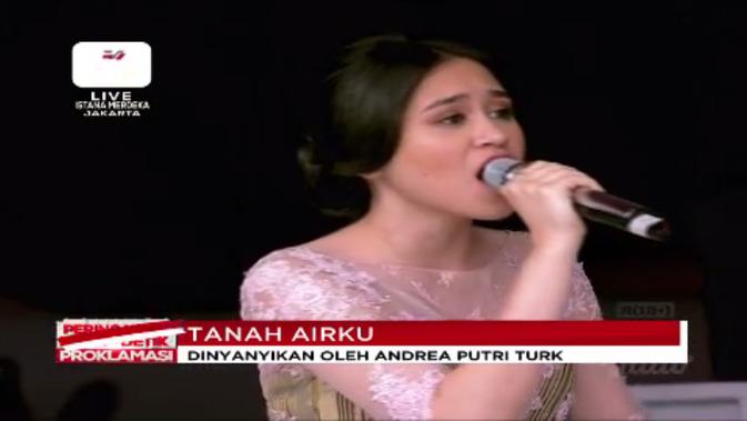 Andrea Putri Turk bawakan lagu Tanah Airku cipt Ibu Sud di Istana Merdeka dalam rangka HUT Ke-74 RI, Sabtu, 17 Agustus 2019