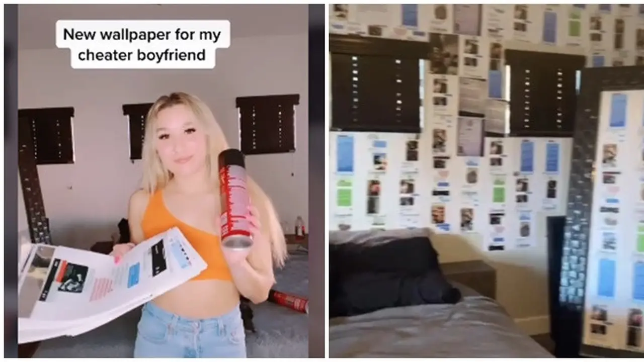 Diselingkuhi, Wanita Ini Hias Kamar Pacarnya Pakai Foto Chat Bukti Perselingkuhan