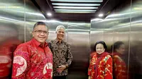 Ketua Umum DPP PDI Perjuangan (PDIP) Megawati Soekarnoputri ditemani Ganjar Pranowo dan Hasto Kristiyanto mendatangi Kantor DPD PDIP Daerah Istimewa Yogyakarta (DIY), Selasa (22/8/2023) siang.