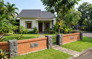 8 Inspirasi Pagar Batu Bata Rendah yang Membuat Halaman Terlihat Lebih Luas