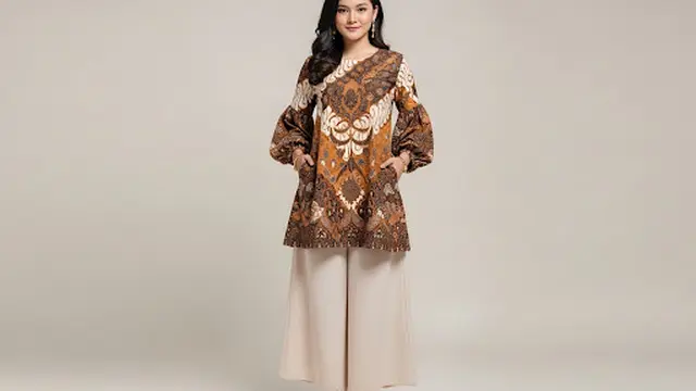 Tunik Batik Premium Lengan Balon Panjang