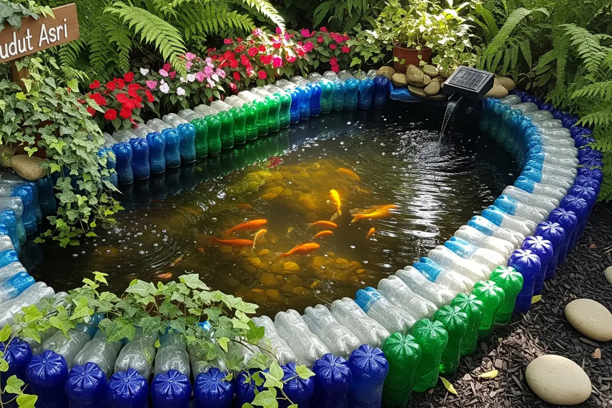 Kolam Ikan dari Botol Bekas