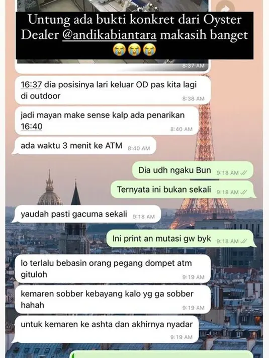 <p>Awkarin pun langsung mencetak mutasi rekening pribadinya. Ternyata transaksi diam-diam itu sudah berulang kali. [Foto: instagram.com/narinkovilda]</p>