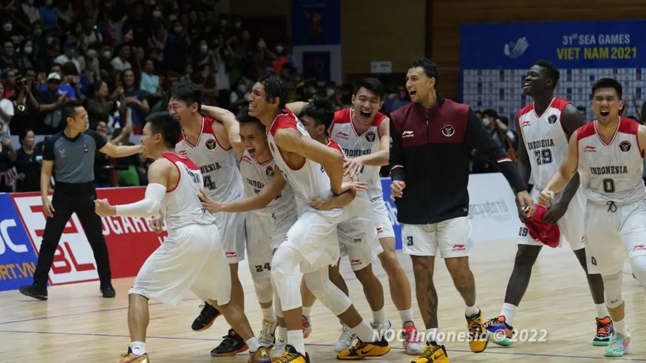 Selebrasi Tim Basket Putra Indonesia Raih Emas SEA Games