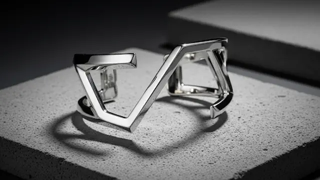 Model Gelang Terbaru Emas Putih 750 Cuff Geometris